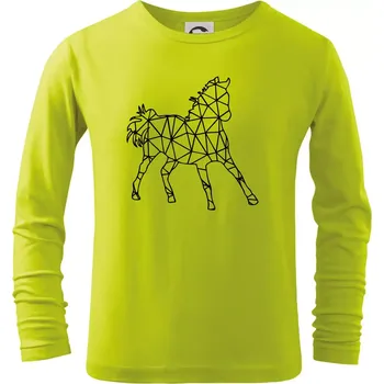 Dětská móda Geometrie - kůň jednobarevná - Triko dětské Long Sleeve - 146 cm/10 let ( Limetková )