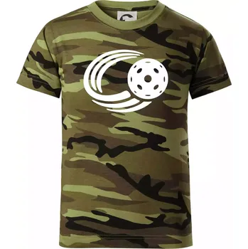 Florbal míček - Dětské maskáčové triko - 104-110cm / 3-4 roky ( Zelený maskáč )