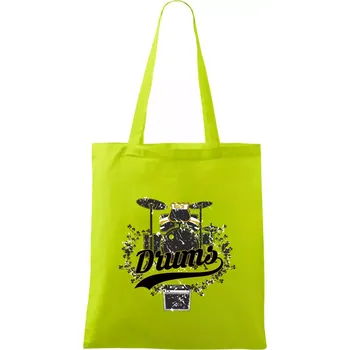 Drums - kreslené bubny - Taška bavlněná - 42 x 38 cm ( Limetková )