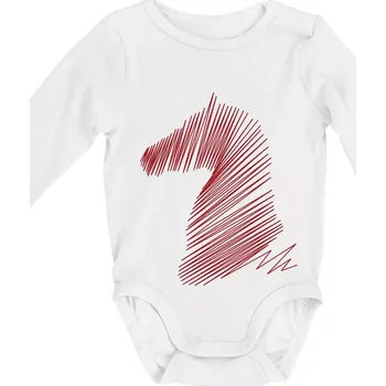 Kůň linky - Body kojenecké s dlouhým rukávem - Dlouhý r. 6-12 měs ( Bílá )