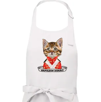 Kuchyňská zástěra Napoleon domácí kočka - Pánská zástěra na vaření - Univerzální velikost ( Bílá )
