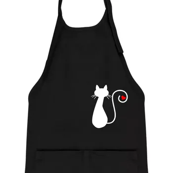 Kuchyňská zástěra Zamilovaná kočka ocásek - Dětská zástěra na vaření - Univerzální velikost ( Černá )