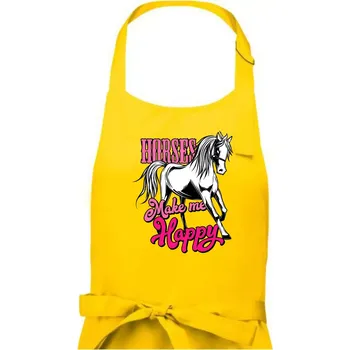 Kuchyňská zástěra Horses Make me Happy - Pánská zástěra na vaření - Univerzální velikost ( Žlutá )