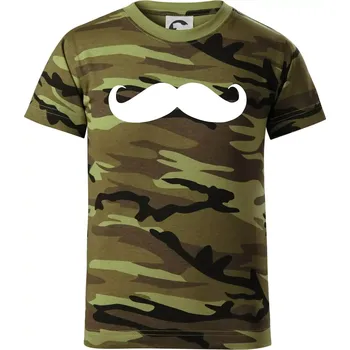 Mustache - knírek - Dětské maskáčové triko - 146 cm/10 let ( Zelený maskáč )