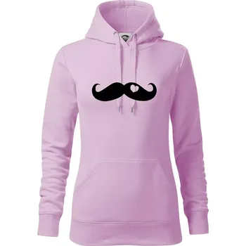 Dámská mikina Mustache love - Mikina dámská Cape s kapucí - S ( Orchid )