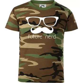 Future nerd - Dětské maskáčové triko - 146 cm/10 let ( Hnědý maskáč )