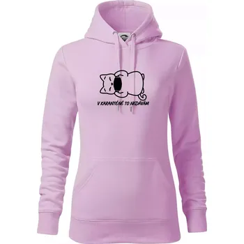 Dámská mikina V karanténě to nedávám - Mikina dámská Cape s kapucí - XS ( Orchid )