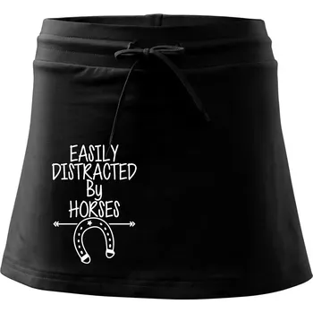 Dámská sukně Easily Distracted by Horse - Sportovní sukně - two in one - L ( Černá )