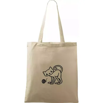 Nákupní taška Kočka - Klubíčko - prsa - Taška bavlněná - 42 x 38 cm ( Naturální )