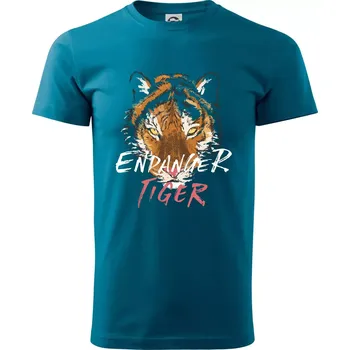 Tygr - endanger - Klasické pánské triko vyšší gramáže - S ( Petrolejová )