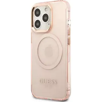 Pouzdro na mobilní telefon GUESS Translucent MagSafe Kompatibilní Zadní Kryt pro Apple iPhone 13 Pro růžová (3666339057114)