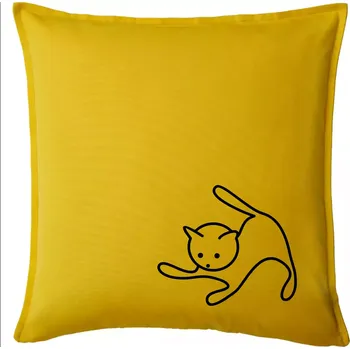 Polštář Kočka si hraje - Polštář 50x50 - 50x50 - Pouze potah ( Žlutá )