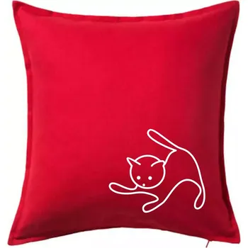 Polštář Kočka si hraje - Polštář 50x50 - 50x50 - Pouze potah ( Červená )