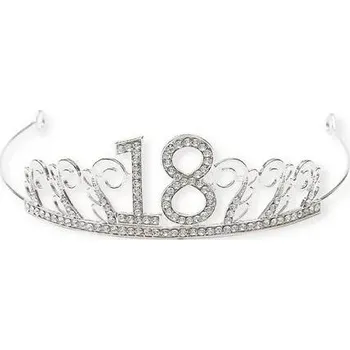 Party dekorace Dortisimo Nejedlá dekorace kovová Koruna stříbrná s číslem 18