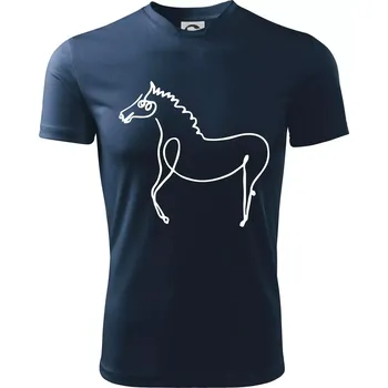 Kůň kreslený - Dětské triko sportovní (dresovina) - 134 cm/8 let ( Námořní modrá (velmi tmavá - téměř černá) )