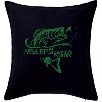 Polštář Nejlepší rybář ryba na háčku - Polštář 50x50 - 50x50 - Pouze potah ( Černá )