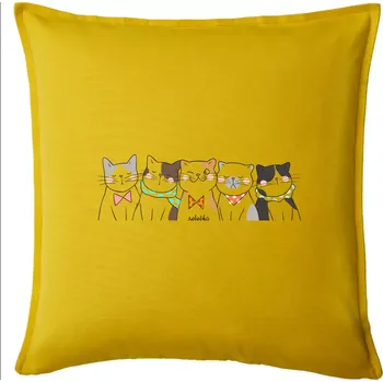 Polštář Pět koček - Polštář 50x50 - 50x50 - Pouze potah ( Žlutá )