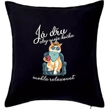Polštář Já dřu, aby moje kočka mohla relaxovat - Polštář 50x50 - 50x50 - Pouze potah ( Černá )