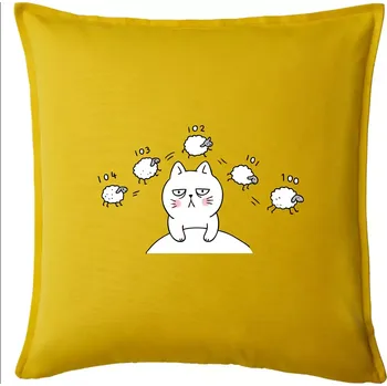 Polštář Unavená kočka nemůže spát - Polštář 50x50 - 50x50 - Pouze potah ( Žlutá )