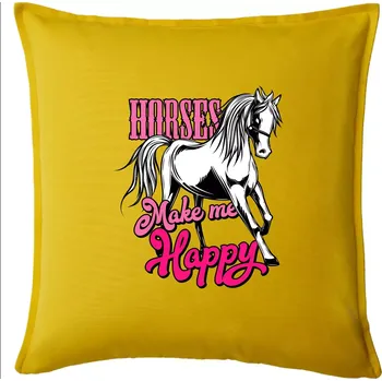 Polštář Horses Make me Happy - Polštář 50x50 - 50x50 - Pouze potah ( Žlutá )