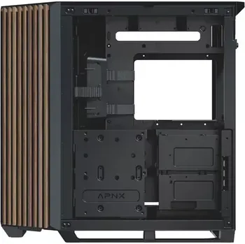 PC skříň APNX V1 Midi-Tower ATX case černá-dřevo (APCM-VI01103.11)