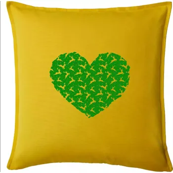 Polštář Vánoční jeleni v srdci - Polštář 50x50 - 50x50 - Pouze potah ( Žlutá )