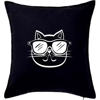 Polštář Kočka s brýlemi - Polštář 50x50 - 50x50 - Pouze potah ( Černá )