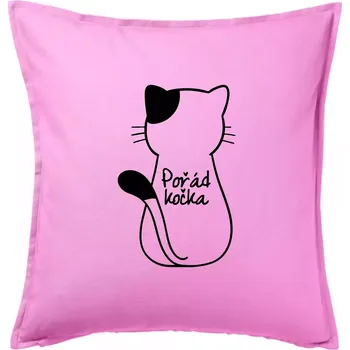 Polštář Pořád kočka - Polštář 50x50 - 50x50 - Včetně výplně ( Růžová )