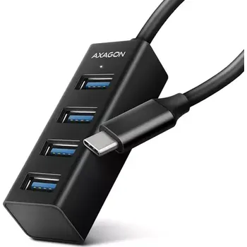 Notebook AXAGON HUE-M1C, 4x USB 3.2 Gen 1 MINI hub, kovový, kabel USB-C 20cm (HUE-M1C)