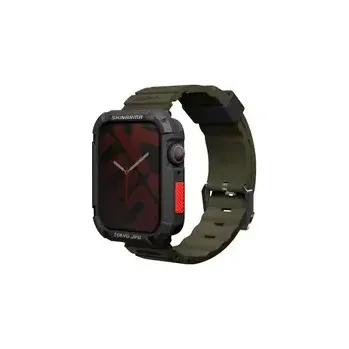 Řemínek na hodinky SKINARMA SHOKKU silikonový řemínek pro Apple Watch 45/44/42 mm olivová (8886461241792)