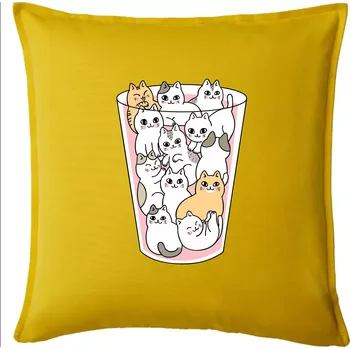 Polštář Kočky ve sklenici - Polštář 50x50 - 50x50 - Pouze potah ( Žlutá )