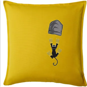 Polštář Kočka vypadla z kapsy - Polštář 50x50 - 50x50 - Pouze potah ( Žlutá )