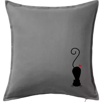 Polštář Zamilovaná kočka ležící - Polštář 50x50 - 50x50 - Včetně výplně ( Tmavě šedý melír )