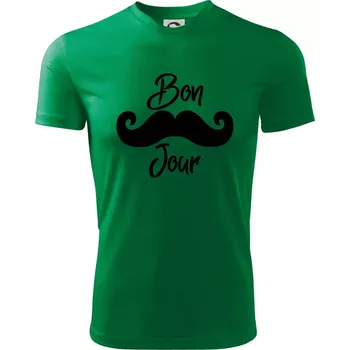 Mustache Bon Jour - Dětské triko sportovní (dresovina) - 146 cm/10 let ( Středně zelená )