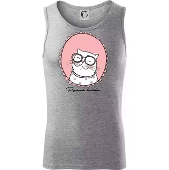 Pyšná kočka růžová - Tílko pánské Core - 2XL ( Tmavě šedý melír )