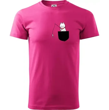 Pánská móda Kočka s rybou v kapse - Klasické pánské triko vyšší gramáže - M ( Purpurová )