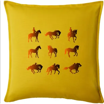 Polštář Koně v kostce - Polštář 50x50 - 50x50 - Pouze potah ( Žlutá )