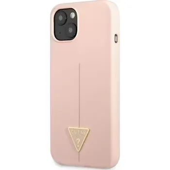 Pouzdro na mobilní telefon GUESS Silicone Line Triangle Zadní Kryt pro Apple iPhone 13 mini růžová (3666339040994)