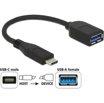 Kabel do PC DeLock adaptér SuperSpeed USB 10 Gbps (USB 3.1 Gen 2) USB Type-C male USB Typ-A samice 10 cm koaxiál Premium černá (65684)