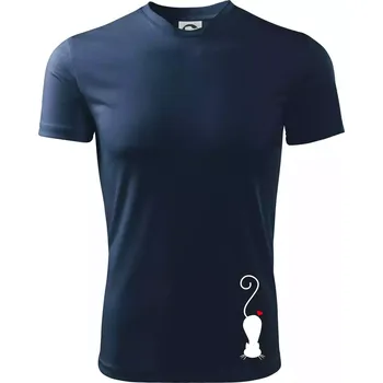 Zamilovaná kočka ležící - Dětské triko sportovní (dresovina) - 146 cm/10 let ( Námořní modrá (velmi tmavá - téměř černá) )