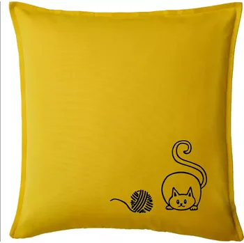 Polštář Kočka klubíčko - Polštář 50x50 - 50x50 - Pouze potah ( Žlutá )