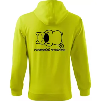 Pánská mikina V karanténě to nedávám - Mikina s kapucí na zip trendy zipper - 2XL ( Limetková )
