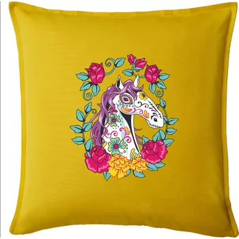 Polštář Kůň barevný s květinami - Polštář 50x50 - 50x50 - Pouze potah ( Žlutá )