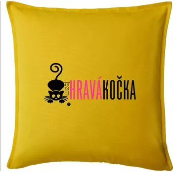 Polštář Jsem hravá kočka - Polštář 50x50 - 50x50 - Pouze potah ( Žlutá )