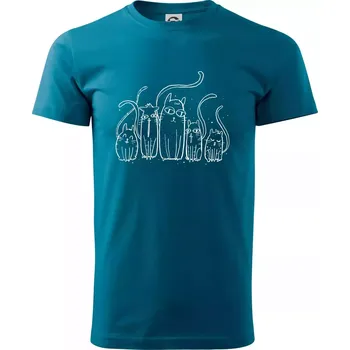 Kočičí rodina - Klasické pánské triko vyšší gramáže - XS ( Petrolejová )
