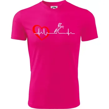 Chlapecké tričko Moje srdce bije pro koně - Dětské triko sportovní (dresovina) - 122 cm/6 let ( Neon Pink )