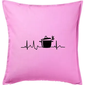 Polštář EKG kuchař hrnec - Polštář 50x50 - 50x50 - Pouze potah ( Růžová )