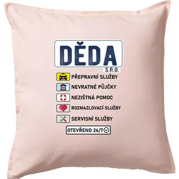 Polštář Děda sro služby - Polštář 50x50 - 50x50 - Včetně výplně ( Světle růžová )