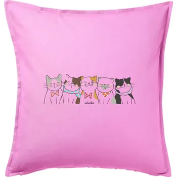 Polštář Pět koček - Polštář 50x50 - 50x50 - Pouze potah ( Růžová )