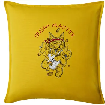 Polštář Sushi master kočka - Polštář 50x50 - 50x50 - Pouze potah ( Žlutá )